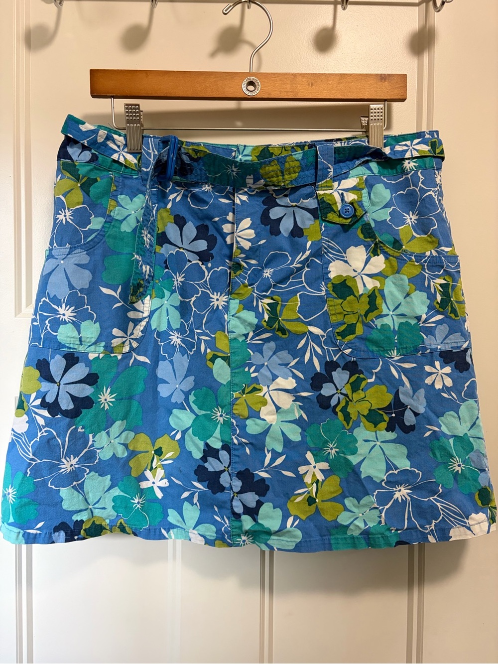 Hawaiian Blue Floral A-Line Skirt